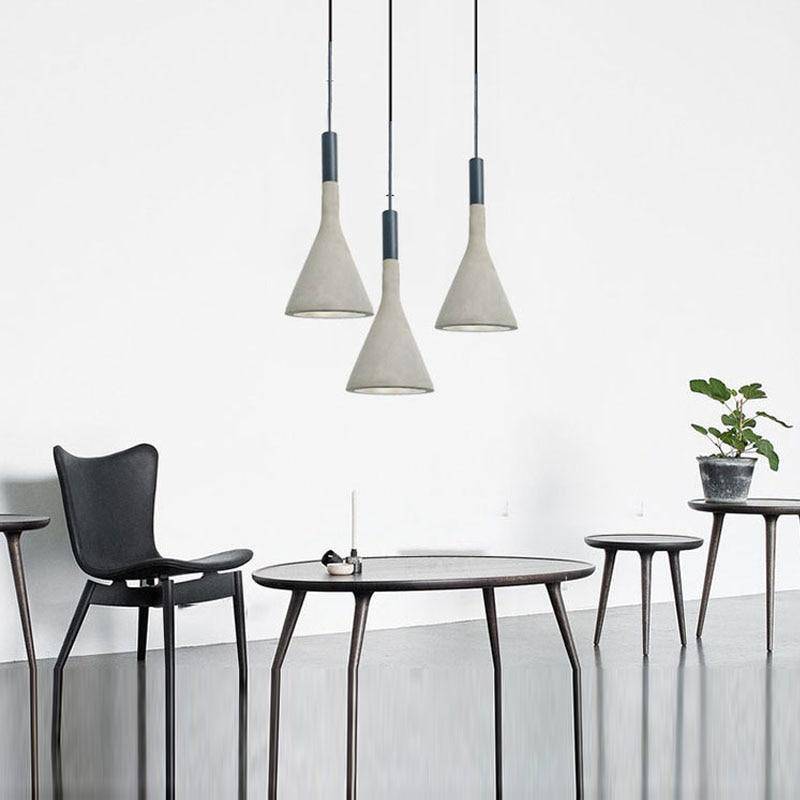 Suspension LED design avec abat-jour conique en ciment