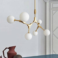 Suspension LED Loft en métal doré et boules de verre