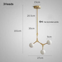 Suspension LED Loft en métal doré et boules de verre