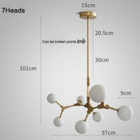 Suspension LED Loft en métal doré et boules de verre