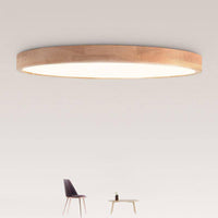 Plafonnier LED en bois rond ultra-fin