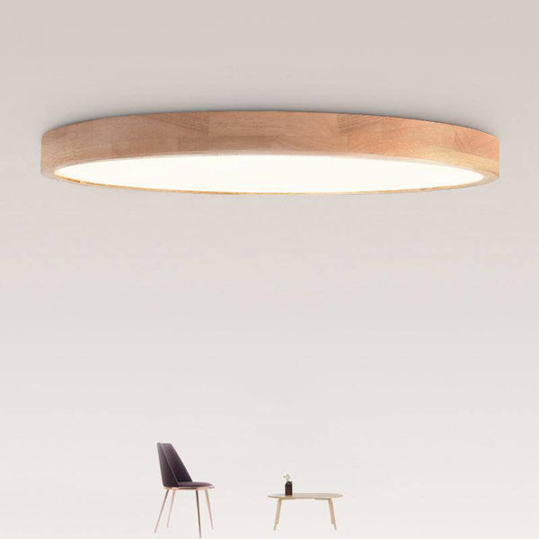 Plafonnier LED en bois rond ultra-fin