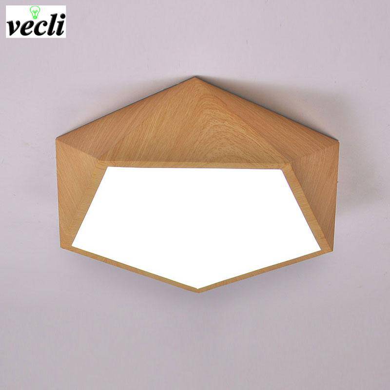 Plafonnier LED Geometric en bois naturel