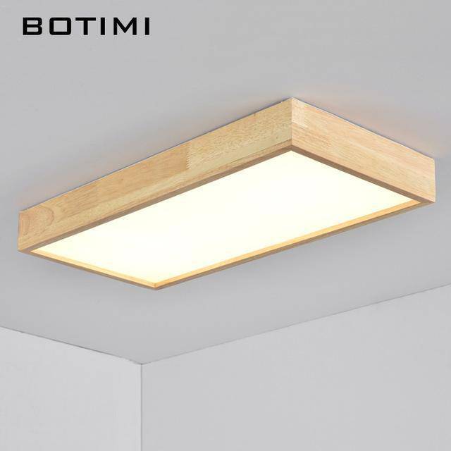 Plafonnier LED en bois rectangulaire