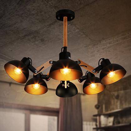 Lustre Rustic Country en Bois et Métal Antique