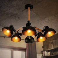 Lustre Rustic Country en Bois et Métal Antique