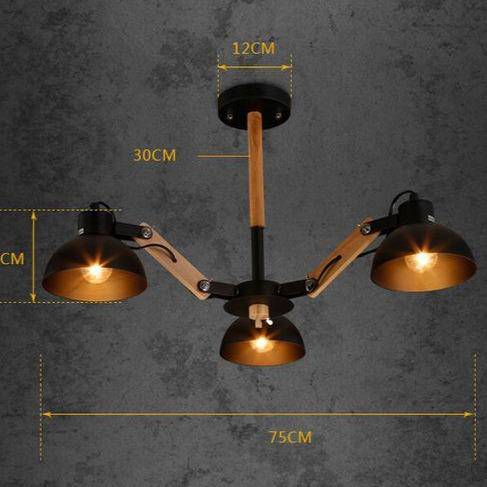 Lustre Rustic Country en Bois et Métal Antique