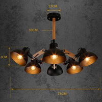 Lustre Rustic Country en Bois et Métal Antique