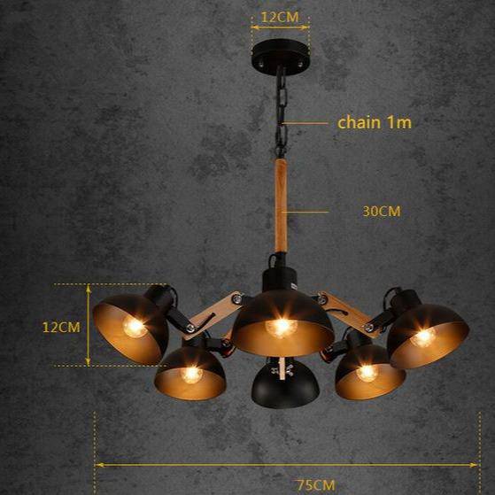 Lustre Rustic Country en Bois et Métal Antique