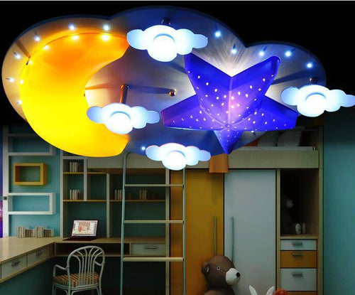 Plafonnier pour enfants - Étoile, lune et nuage de nuit