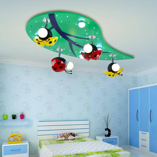 Plafonnier enfant LED "Feuille & Coccinelle"