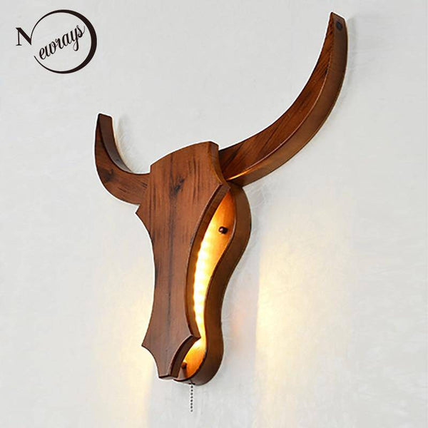 Applique murale LED "Cerf Bois Rétro"