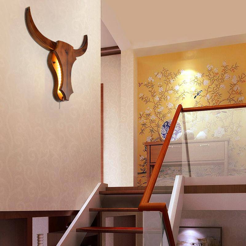 Applique murale LED "Cerf Bois Rétro"
