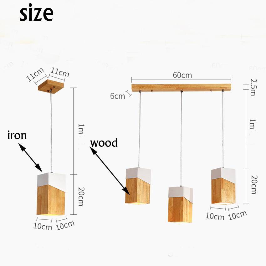 Suspension LED Cube de Bois Moderne