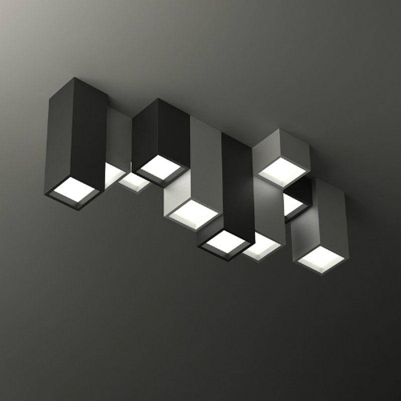 Plafonnier LED Géométrie Rectangulaire Noir et Blanc