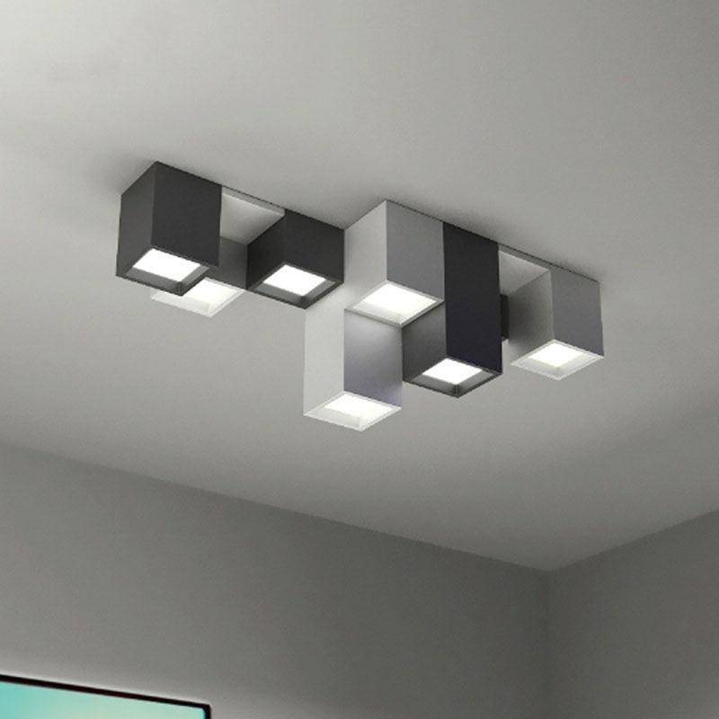 Plafonnier LED Géométrie Rectangulaire Noir et Blanc