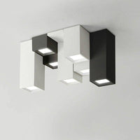 Plafonnier LED Géométrie Rectangulaire Noir et Blanc