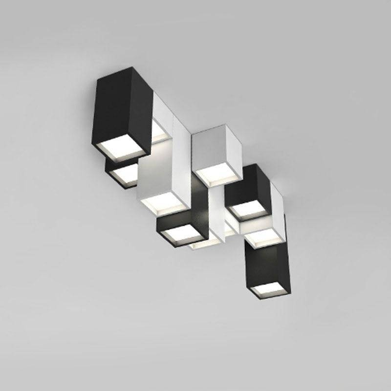 Plafonnier LED Géométrie Rectangulaire Noir et Blanc