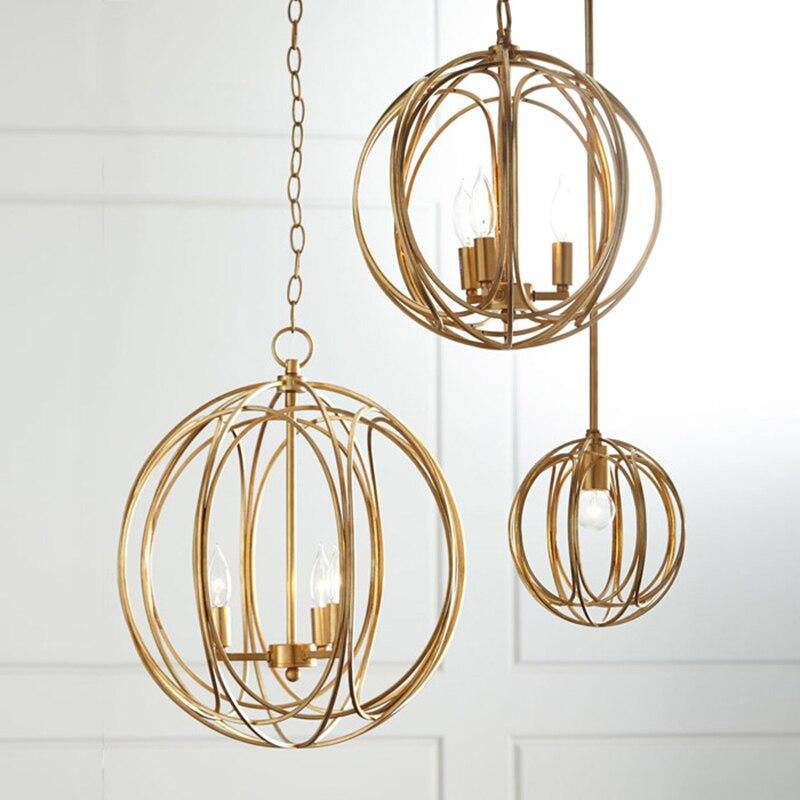 Suspension LED design en boule métal avec ampoules rétro Lewin