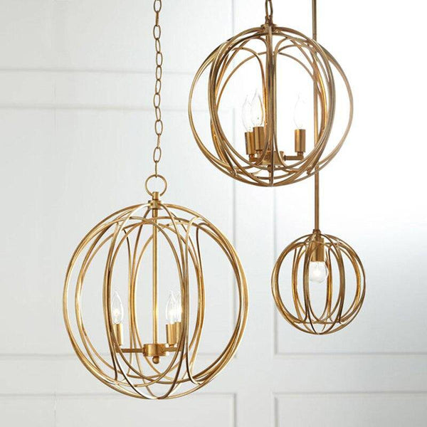Suspension LED design en boule métal avec ampoules rétro Lewin