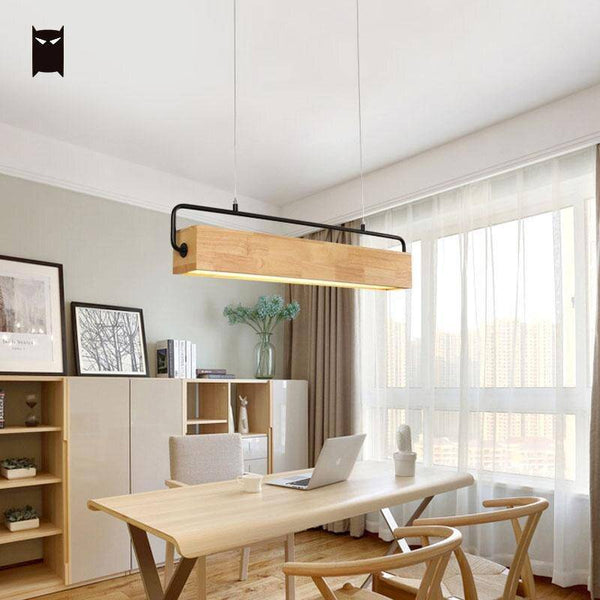Suspension LED en bois style scandinave