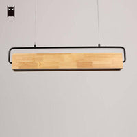 Suspension LED en bois style scandinave