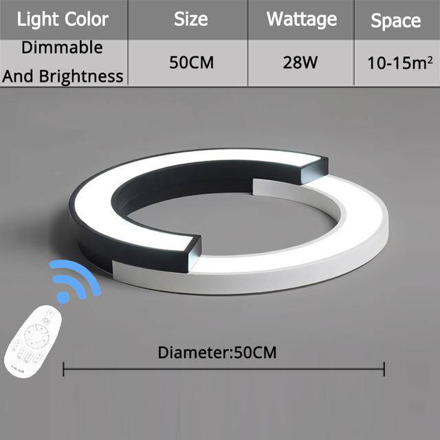 Plafonnier LED Demi-ronds Noir et Blanc