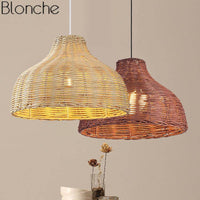 Suspension LED Colorée en Rotin Decor