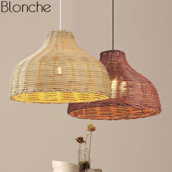 Suspension LED Colorée en Rotin Decor