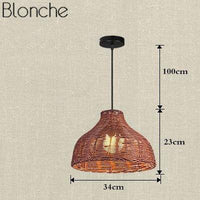 Suspension LED Colorée en Rotin Decor