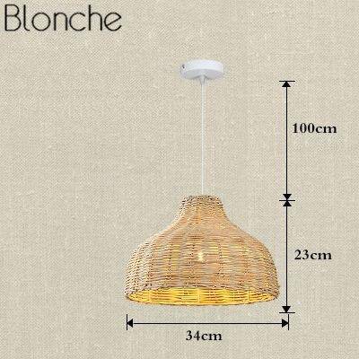 Suspension LED Colorée en Rotin Decor