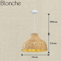 Suspension LED Colorée en Rotin Decor
