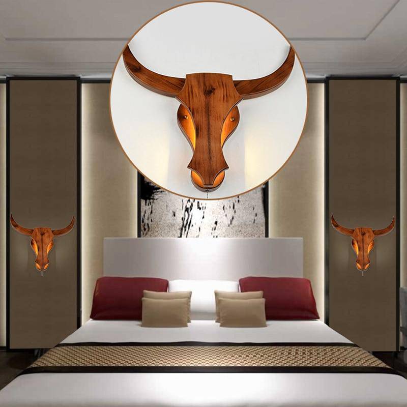 Applique murale LED "Cerf Bois Rétro"