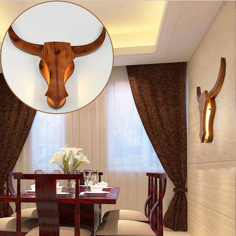 Applique murale LED "Cerf Bois Rétro"