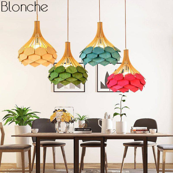 Suspension colorée Wooden Bloom