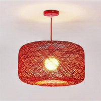 Suspension LED en rotin avec abat-jour coloré