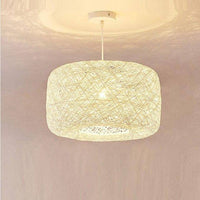 Suspension LED en rotin avec abat-jour coloré
