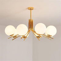 Lustre doré à boules LED