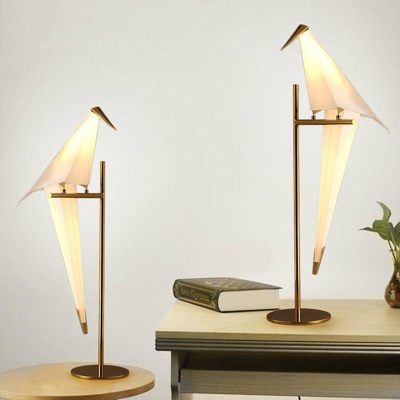 Lampe Oiseau sur Branche Dorée