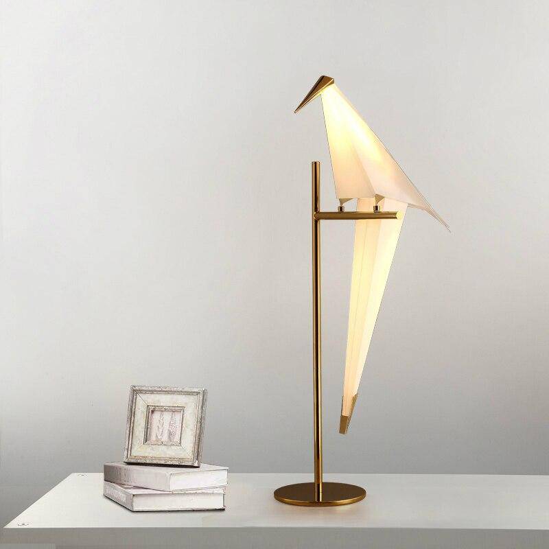 Lampe Oiseau sur Branche Dorée