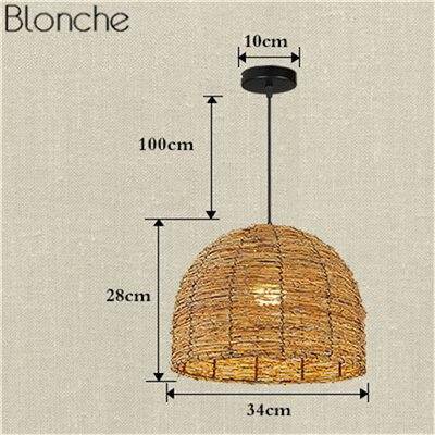Suspension Lumineuse en Rotin avec Abat-Jour Variés