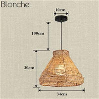Suspension Lumineuse en Rotin avec Abat-Jour Variés