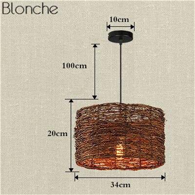 Suspension Lumineuse en Rotin avec Abat-Jour Variés