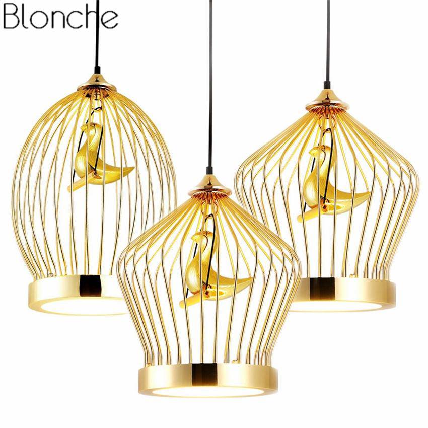 Suspension LED doré "Birdcage"