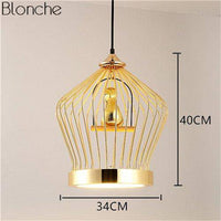 Suspension LED doré "Birdcage"