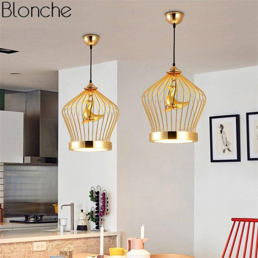 Suspension LED doré "Birdcage"