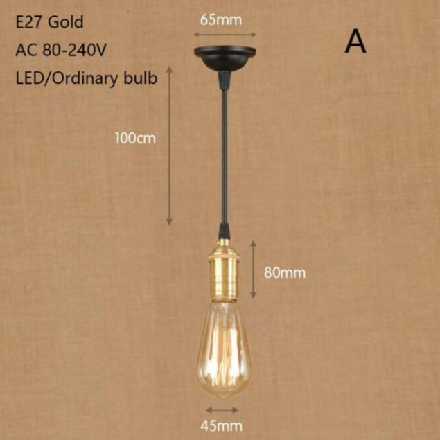 Suspension LED industrielle dorée Rayene