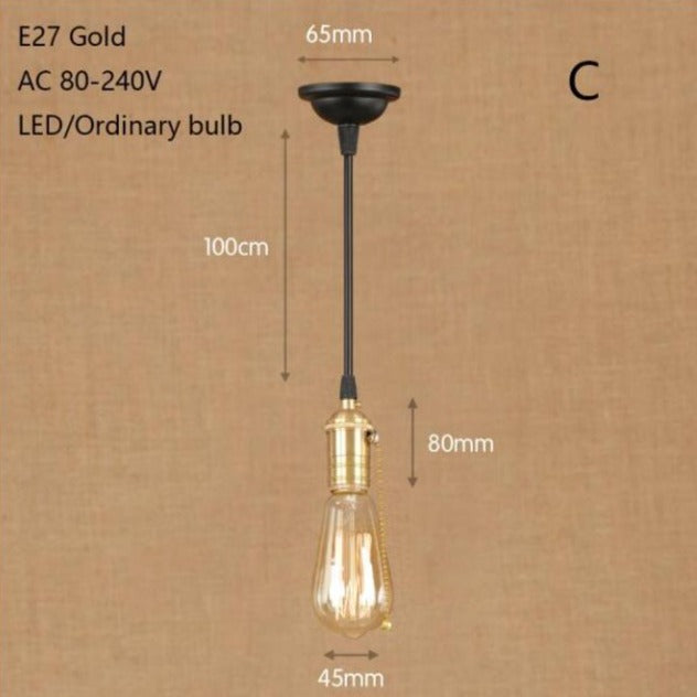 Suspension LED industrielle dorée Rayene