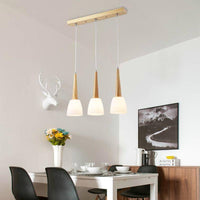 Suspension LED design en verre et bois Conico