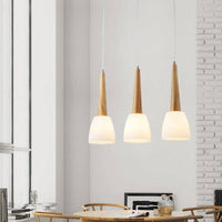 Suspension LED design en verre et bois Conico